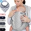 Baby Wrap Carrier Lichtgrijs Met Sterren – Draagzak Voor Pasgeborenen En Baby’S Tot 15 Kg – Gemaakt Van Zacht Katoen