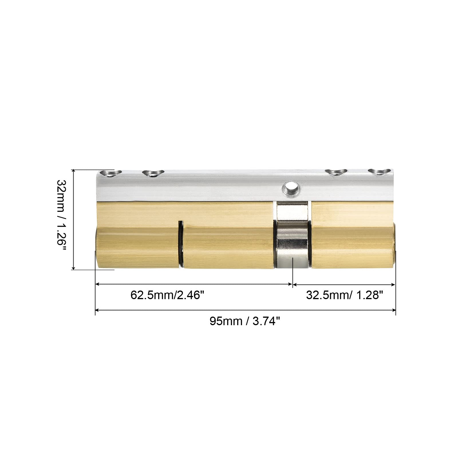 PATIKIL 32.5/62.5 (95mm Totale) Europeo Doppia Serratura Cilindro, Porta Cilindro Serratura con 8 Chiavi per Legno Porte, Alluminio Porte