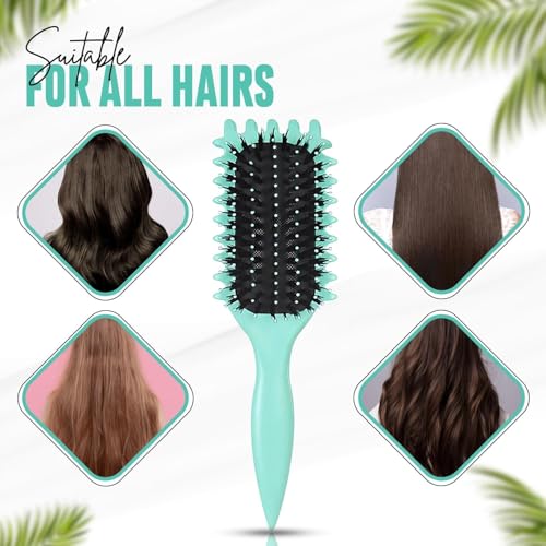 Image of Curly Hair Styling Brush with Soft Bristles, Vented Hair Brush with Pointed Handle for Curl Definition, Hair Sectioning and Everyday Hair Styling