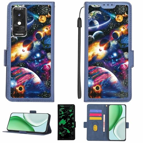 Aroepurt Case Compatible for Mipo M46 Plus Phone Case Flip Cover [with Tempered Glass Screen Protector][RFID Blocking][Luminous Effect] LPT-XQ