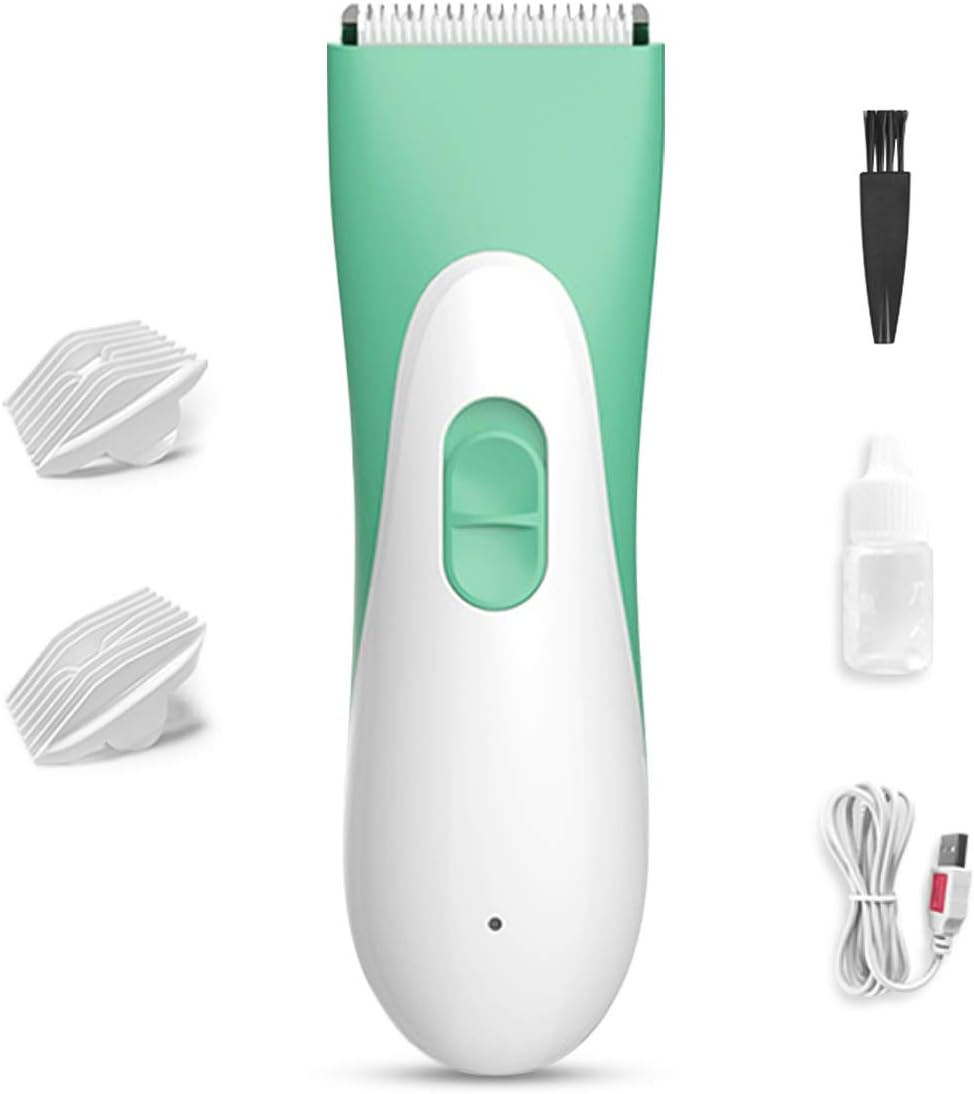 SONARIN Baby Hair Clipper Trimmer Cordless, Silent Hair Clippers for Children, Removable Blades,2 Positioning Comb,Waterproof, USB Rechargeable(Green)