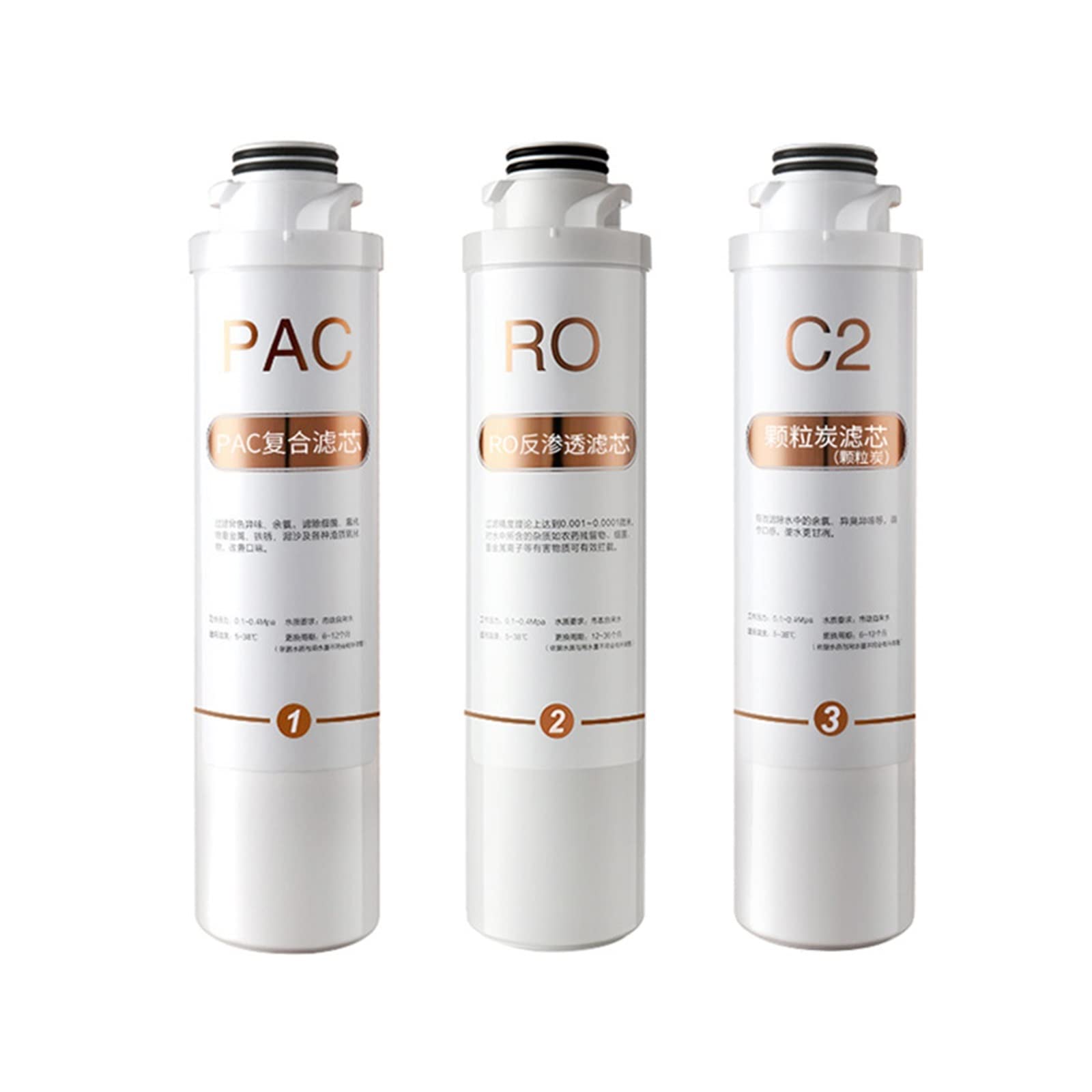 Zxzzas Set Water Filter Cartridge, Desktop Free Installation Water Purifier Filter Element,Water Filter Cartridge,Snap-On,Pp,Gac,Ro(Set)