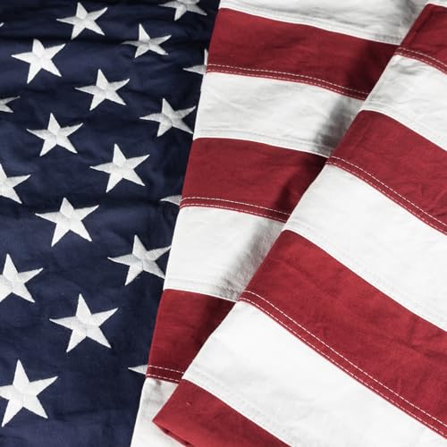 Cotton American Flag 3x5 FT for Outside TearProof Heavy Duty USA Flag US Indoor Outdoor Flags With Luxury Embroidered Stars Sewn Stripes Brass Grommets