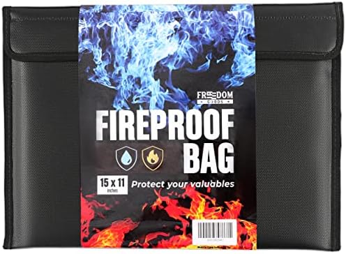 Fire Proof Waterproof Safe Bag (15"x11"), Double Sealed Fireproof Bag Extra Large Fireproof Document Safe