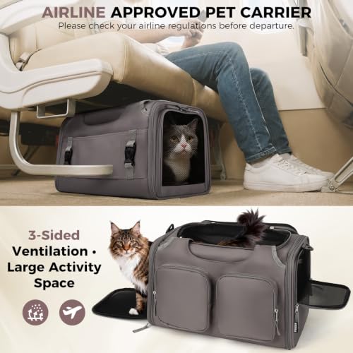 Image of Dog Cat Carrier Airline Approved Collapsible Soft-Sided Pet Travel Bag