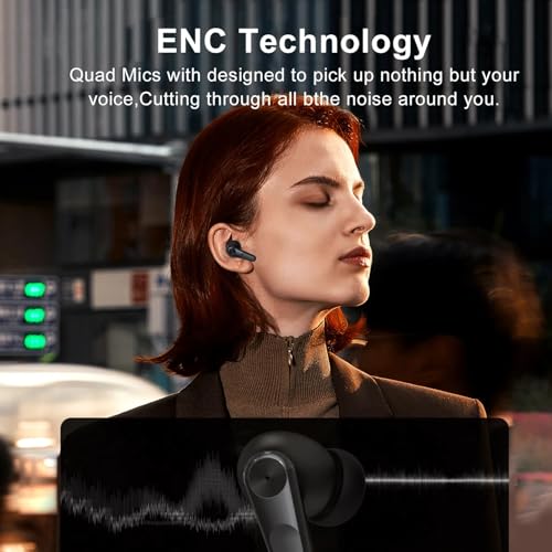 Image of True Wireless Stereo in Ear Earbuds with Environmental Noise Cancellation Quad Mic | Low Latency Gaming | Type-C Fast Charging | IPX5 Waterproof Standard | Bluetooth 5.3 Earbuds TWS [ Black ]