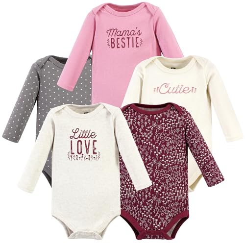 Image of Hudson Baby baby-girls Cotton Long-sleeve Bodysuits 5-pack