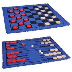 2-in-1 Vintage Giant Backgammon Game and Checkers– 26″ Outdoor Yard Board Game with 30 Wooden Checkers & 5 Dice – Jumbo Backgammon Set Backyard Game for Family Lawn Games, Outdoor & Indoor Play