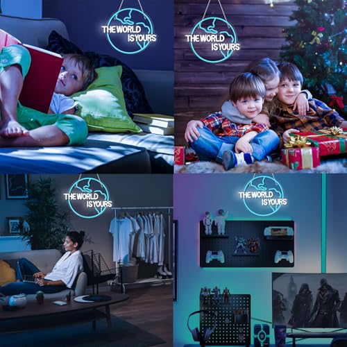 Image of The World Is Yours Neon Sign Bedroom Led Wall Decor Kids Game Club for Man Cave Hanging Neon Lights for Office Graduation Party Birthday Gifts
