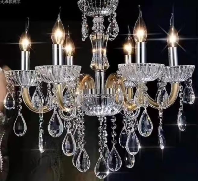 Image of Sanleen Antique Modern Contemporary Glass Chandelier Ceiling Lighting Lamp Hanging Chandelier (6 Lamp) (24 Inch) (Design 2)