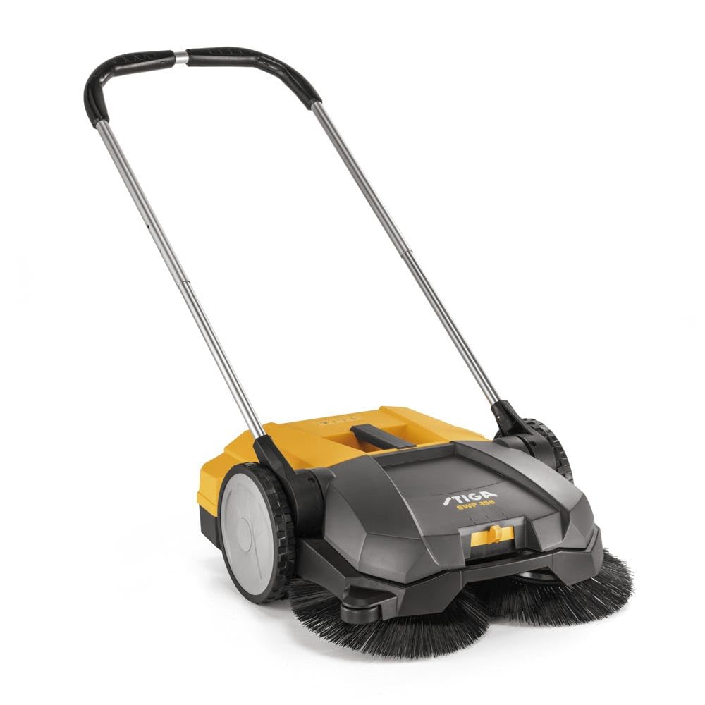 STIGA SWP 355 Spazzatrici da esterno a spinta - Larghezza di pulizia 55 cm, spazzole doppie da 30 cm, contenitore rifiuti da 20 l, altezza regolabile, ideale per superfici dure e aree fino a 1600 m²