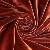 Stretch Velvet Fabric 60'' Wide by the Yard for Sewing Apparel Costumes Craft (1 YARD, Rust)