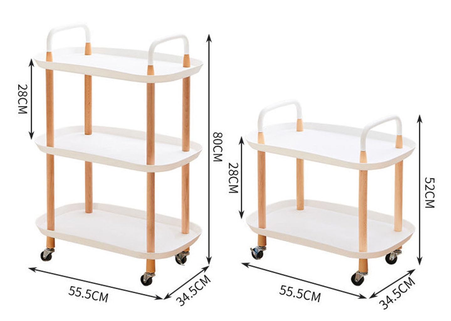 Carrito rodante multifuncional de 3 niveles, solución versátil para cocina, baño u oficina, elegante mesa auxiliar y estantería, ideal para uso doméstico y comercial