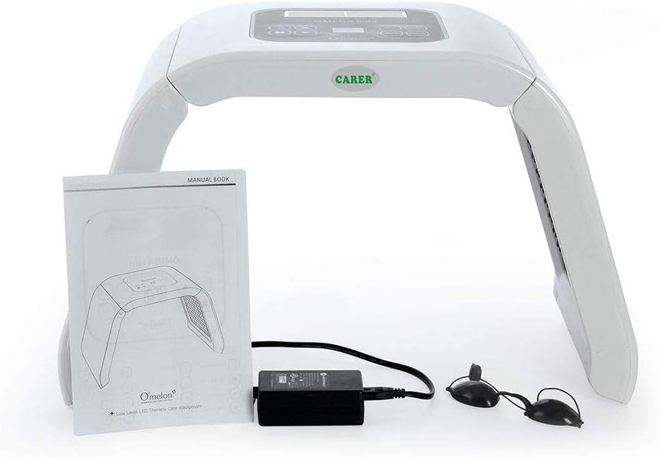 Therapy Facial,LED Photon Therapy 4 Color Light Skin Rejuvenation Treatment,LED Light Mask Foldable PDT Acne Therapy Wrinkle Removal Anti-aging Facial Care Beauty Machine-White