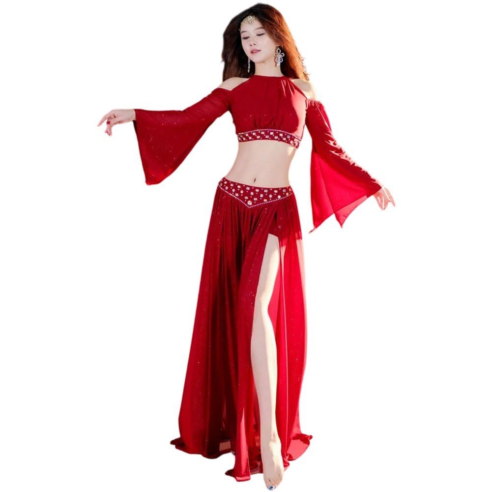 Damen-bauchtanzkostüm, Glänzendes -bauchtanzkleid, Bauchtänzerinnenrock, Professionelles Tänzerinnen-Outfit, Tanzbekleidung