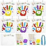 Sanixin 12 Set Religious Bible Crafts 5 Finger Prayer Craft Handprint Stickers DIY Art Crafts for Sunday School Classroom Church Religious Party Supplies(12)