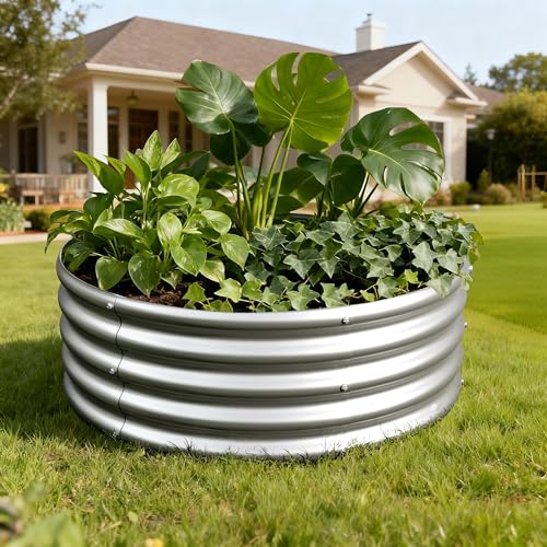 Image of 3Pack 3x3x1ft Galvanized Raised Garden Bed, Planter Raised Garden Beds Outdoor, Round Clearance Raised Garden Beds for Gardening Vegetables