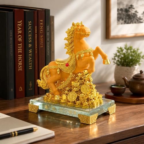 Estatua de caballo chino de resina para decoración miniatura 7