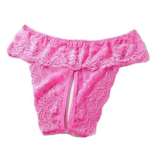 Image of Women Sexy Panties Plus Size Underwear Lace Thongs | Floral Lace and Mesh Stitching Low Rise G-String Cheeky Underpants