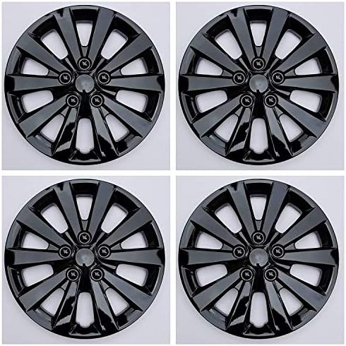 New Wheel Covers Hubcaps Fits 2013-2019 Nissan Sentra; 16 Inch; 10 Spoke; Gloss Black; Plastic; Set of 4; Spring Steel Clip; This is not a Bolt-on hubcap