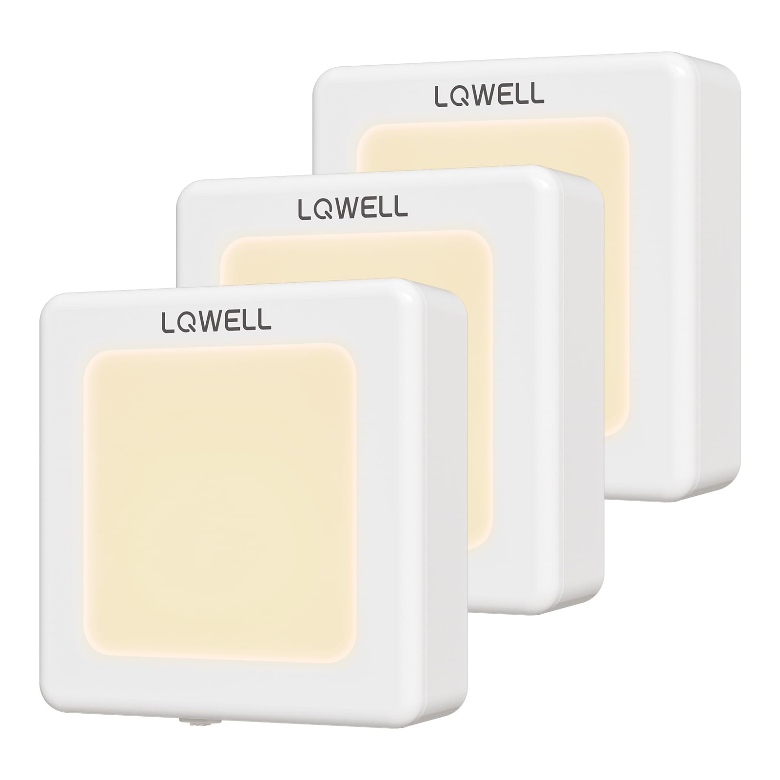 LQWELL® Luce Notturna con Presa Pieghevole con Sensore Crepuscolare, Lampada Notturna con LuminositÀ Regolabile, Luce Automatica con Presa, Luce di Orientamento (Bianco, 3 Pezzi)