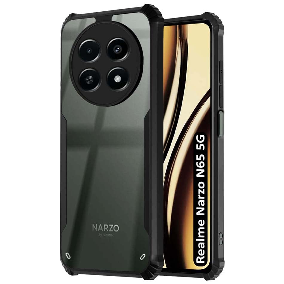 Fashionury Shockproof Crystal Clear Back Cover Case for Realme Narzo N65 5G | 360 Degree Protection | Protective Design | Transparent Back Cover Realme Narzo N65 5G (Black Bumper) (B0D6G5B9XW) Amazon Price History, Amazon Price Tracker