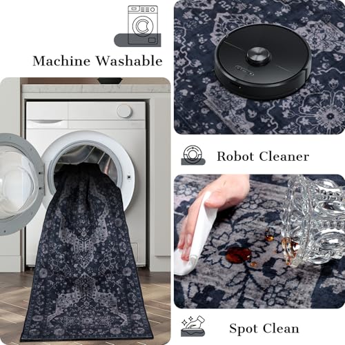 Tapete Boho Vintage 5x7 Azul Navy miniatura 3