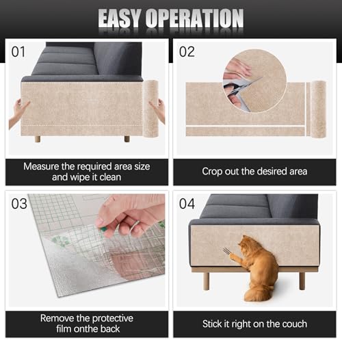 2PCS-394x158-Self-Adhesive-Cat-Scratch-Mat--Durable-Cat-Furniture-Protector-for-Couch-Wall-Doors-Trimmable-DIY-Cat-Scratcher-Pads-Anti-Scratch-Cover-for-Cat-Tower-Replacement