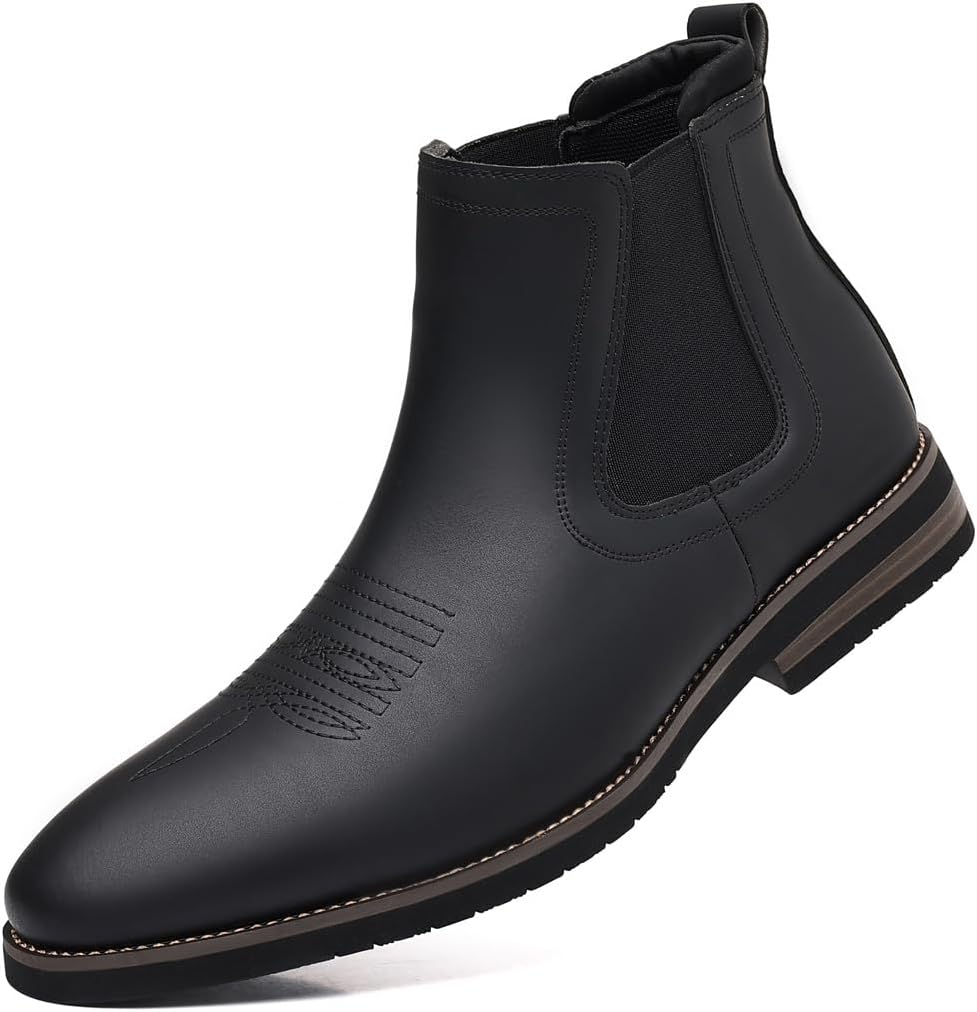 kkdom Men's Cowboy Boots - Casual Retro Style