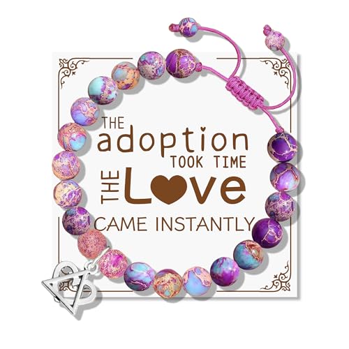 Image of LZ EMOTION Natural Stone Adoption Bracelet Adoption Jewelry with Adoption Symbol Adoption Day Gifts for Adoptive Parents Gotcha Day Gift, Thank You Gifts