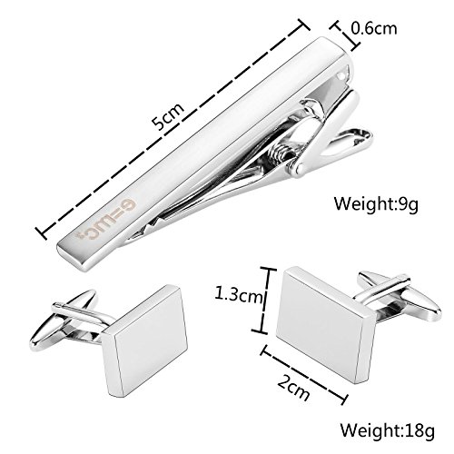 Beydodo herenportemonnee clip zilver naald en manchetknopen vierkant gepolijst - Image 3