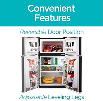 BLACK+DECKER 3.1 Cu. Ft. Compact Two Door Refrigerator, BCRDK32B, Black