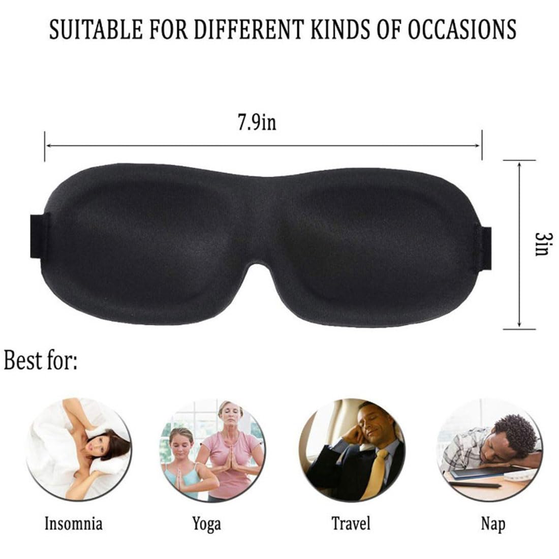 DXSHCV Sleep Mask Adjustable Blackout Sleep 3D Eye Mask for Women and Men Comfortable Night Blindfold for Sleeping