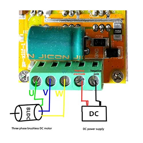 DC 6.5-50V 380W BLDC 3 Phases Brushless Motor Controller Board No Hall Sensor PWM Driver Module for Fans/Robot