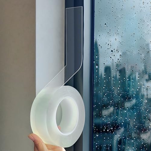 CONNECTION 2inch x 32.8ft Window Weather Sealing Tape Transparent Window Sealant Tape for Winter Draft Isolation Seal and Save Tape Clear Acrylic Sealant Tape for Window Door Keep Out Cold Air Rain