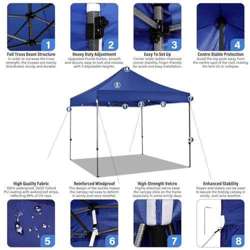 Image of COBIZI 10x15 Heavy Duty Pop Up Canopy Tent with 4 Sidewalls, Purple