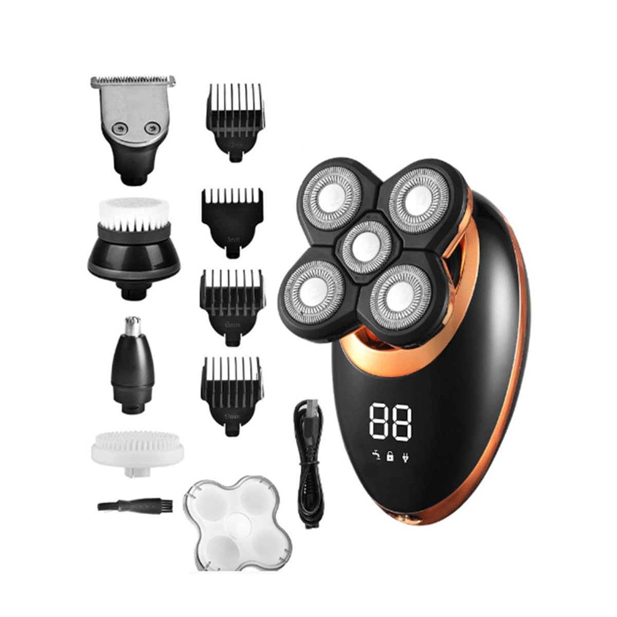 Rasoio elettrico a secco bagnato per gli uomini Trimmer per capelli barba ricaricabile macchina da barba con display LCD Kit per la cura