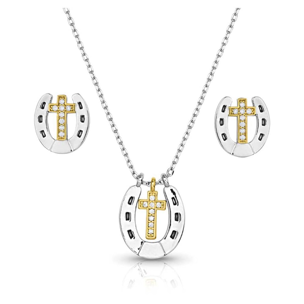Montana SilversmithsGlowing Trails Cross Horseshoe Jewelry Set - JS5694