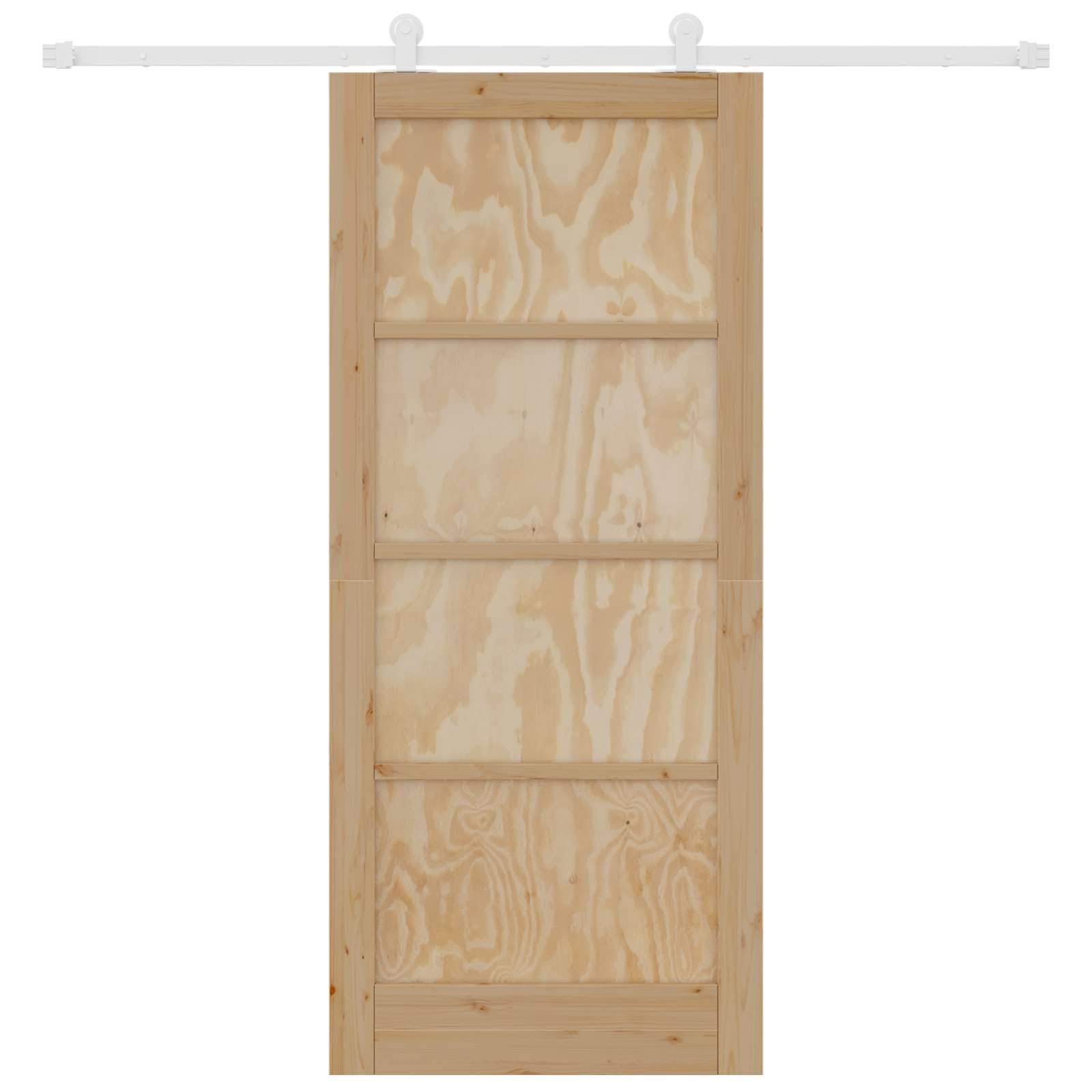 Porta scorrevole in legno di pino massello, 86 x 198,5 cm, divisorio con sistema scorrevole per interni, bianco e legno
