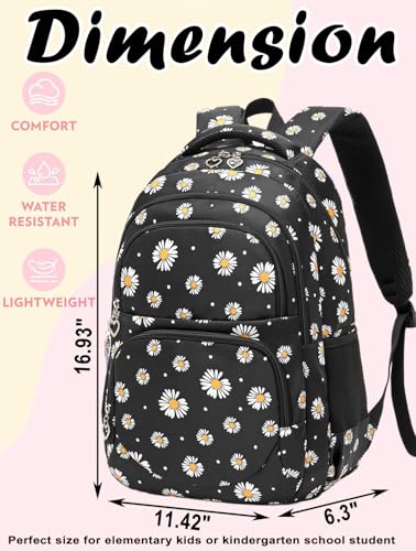 Joyfulife Lightweight Water Resistant Daisy Backpacks for Girls School Backpack with Lunch Bag and Pencil Case3