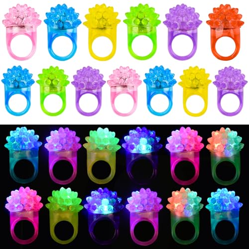 MINGOMINGO 25 Pack Led Light up Rings & Glow Rings Bulk Party Favors - 3-Mode Flashing LED Jewelry, Bulk Halloween Christmas Concert Supplies, Kids Birthday Gifts