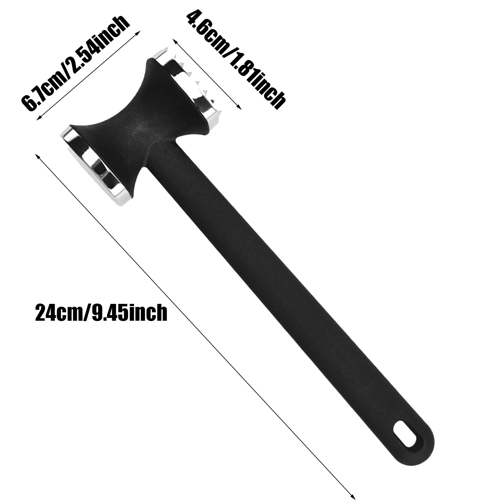 Meat Tenderizer Tool, Double Side Meat Hammer Tenderizer With Comfort-Grip Handle Heavy Duty Manual Hammer Mallet Tool for Steak Chicken and Pork(Black+Silver)