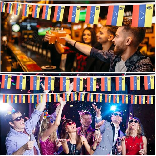 Image of 2 Pack Venezuela Flag Banner String Small Mini 66 Feet 60 Pcs Venezuelans Hanging Flags Decoration