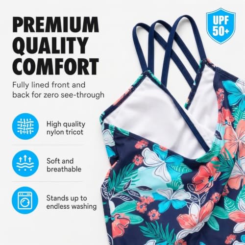 Image of Kanu Surf Girls' Reese UPF 50 Beach Sport Criss-Cross One Piece Swimsuit