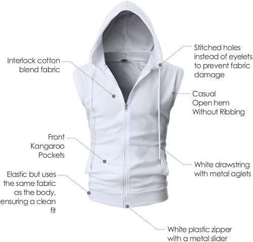 Miniatura 7 de Ohoo Sudadera con capucha para hombre, ajuste delgado, ligera, con cremallera