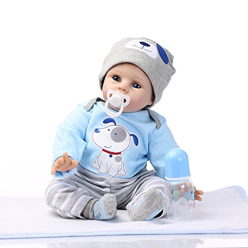 Icradle Lifelike 22inch 55cm Reborn Baby Doll Soft Silicone Baby Boy Doll Toy for Ages 3+ (C)