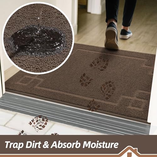 Image of BEQHAUSE Door Mat 24 inch x 60 inch, Non-Slip Door Mats Indoor Washable, Brown