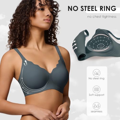 Image of Seamless Wireless Bra for Women with Support - No Underwire Full Coverage Push Up Comfort Bras - Back Fat Smoothing Bralettes