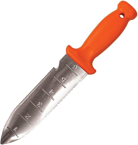 A.M. Leonard Cuchillo de tierra de lujo, naranja – Hori Hori con hoja de acero inoxidable de 6 pulgadas