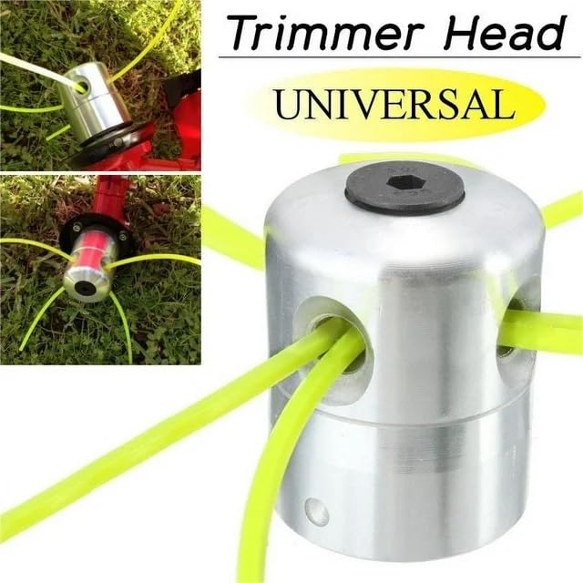 Aluminum Alloy Grass Trimmer Head, Trimmer Head Spool Set with 4 Lines, Mounting Washer and Wrench, for Lawn Mower Accessories